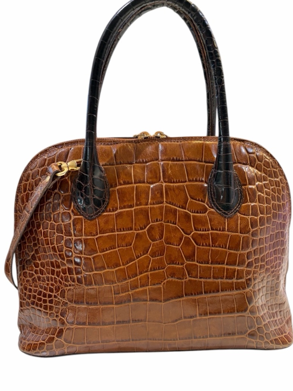 Brown Crocodile Leather Top-Handle Bag with Shoulder Strap Made in Italy 🇮🇹 - Picture 2 of 15